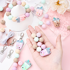 Наборы для самостоятельного изготовления пузырькового чая и круглых силиконовых брелоков&nbsp;DIY-YW0011-19