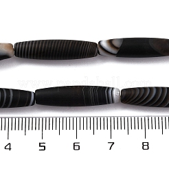 Нити бусин из натурального черного полосатого агата/полосатого агата&nbsp;G-G177-B02-01