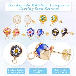 10 пара двухцветных сережек-гвоздиков и гаек ручной работы в технике миллефиори-лэмпворк&nbsp;EJEW-UN0001-55