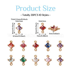 20 шт. 10 стиля подвески-коннекторы из латуни с кубическим цирконием и стеклом&nbsp;KK-CW0001-06