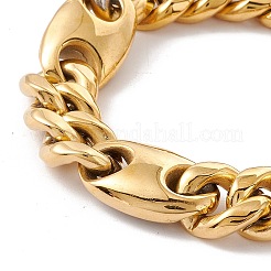 Браслет с овальными звеньями и цепочками из кристаллов и страз&nbsp;BJEW-E107-05G-02