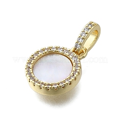 Плоские круглые подвески из латуни с микропаве из прозрачного кубического циркония&nbsp;KK-V010-25G