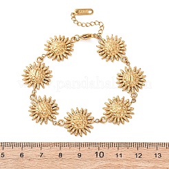 Текстурированные браслеты-цепочки Sun Link из нержавеющей стали 304 для женщин&nbsp;BJEW-K293-06C-G