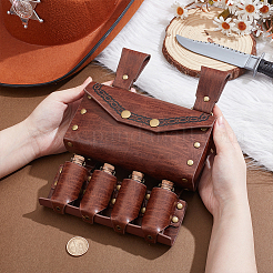 Сумка на пояс из искусственной кожи с 4 пробковой стеклянной бутылкой&nbsp;AJEW-WH0678-31B