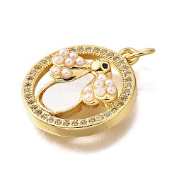 Латунные микропаве кубические цирконии АБС имитация жемчуга подвески&nbsp;KK-D328-05G