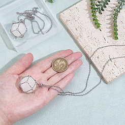 2 шт. латунный мешочек из макраме с натуральным кварцевым кристаллом&nbsp;NJEW-PH01599