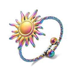 Ионное покрытие(ip) 304 нержавеющая сталь солнце открытое кольцо-манжета для женщин&nbsp;RJEW-M149-08RC