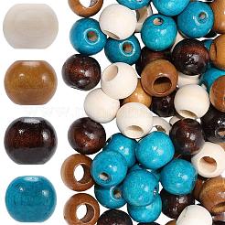 80 шт. 4-х цветные бусины из натурального дерева&nbsp;WOOD-PA0001-24