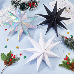 6 шт. 3-х цветная бумажная подвеска в виде звезды&nbsp;HJEW-GF0001-66B