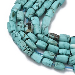 Нити бусин натурального крашеного бирюзового цвета с эффектом кракле&nbsp;G-K365-G03-02