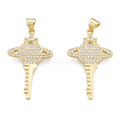 Латунные микропаве прозрачные подвески с фианитом&nbsp;KK-G431-21G