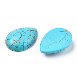 Крашеные синтетические бирюзовые драгоценные камни на плоском фоне с каплевидными кабошонами&nbsp;TURQ-S270-18x25mm-01