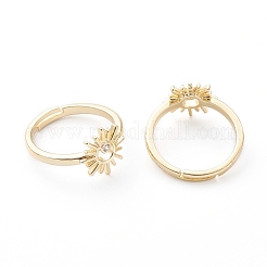 Регулируемые латунные кольца с прозрачным кубическим цирконием&nbsp;X-RJEW-Z006-H-01G