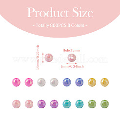 800шт 8 цвета непрозрачные акриловые бусины&nbsp;MACR-PJ0001-05