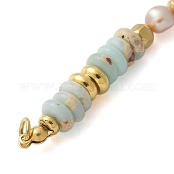 Подвески/звенья из натурального камня Шоушань и пластиковой имитации жемчуга в виде диска с бусинами&nbsp;LS-STAS-L277-11G-02