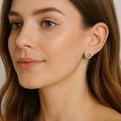 8 пара плоских круглых сережек-гвоздиков из цинкового сплава двух цветов&nbsp;EJEW-GO0003-02