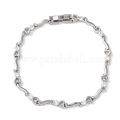 Латунные браслеты-цепочки с микропаве из прозрачных кубических цирконий для женщин&nbsp;BJEW-D387-02P