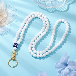 Круглые силиконовые и смоляные бусины сглаза имя карточка ожерелье шнурок&nbsp;NJEW-JN05095-02