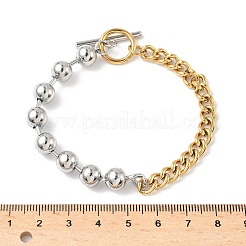 Браслеты из шариковой цепи из нержавеющей стали 304 и кубинской цепочки для женщин&nbsp;BJEW-V011-02GP