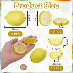 22 шт. 3 стиля пластиковая имитация лимона&nbsp;DJEW-AR0001-15B