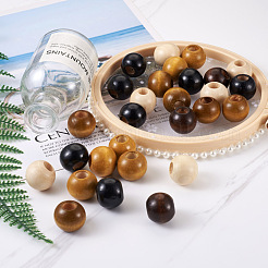 100шт 5 цвета деревянные бусины&nbsp;WOOD-CD0001-13