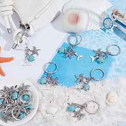 20 шт. брелок Ocean Themne из синтетической бирюзы и сплава&nbsp;KEYC-NB00016