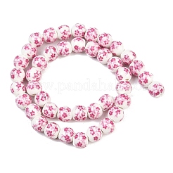 Ручной цветок печатных фарфоровые керамические бусины нити&nbsp;PORC-M005-8mm-03