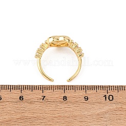 Регулируемые латунные кольца-манжеты с микропаве из кубического циркония для женщин&nbsp;RJEW-B139-02G