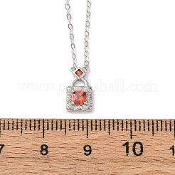 925 серебряная подвеска-цепочка с оранжево-красными кубическими цирконами для женщин&nbsp;NJEW-D316-01P