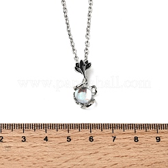 Подвеска из стекла в форме капли и цветка на цепочке.&nbsp;PW-WG48730-01-1