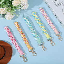 5 шт. 5 цвета ручной работы макраме хлопковый браслет на запястье брелок подвеска украшение&nbsp;HJEW-GL0001-15