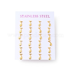 Маленькие серьги-гвоздики в виде музыкальных нот из нержавеющей стали 304 с булавками из нержавеющей стали 316 для женщин&nbsp;EJEW-J043-20G