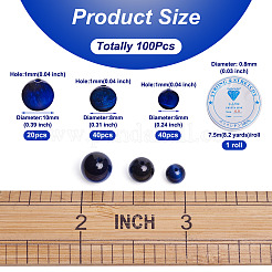 Окрашенные и нагретые круглые бусины из натурального тигрового глаза для изготовления браслета своими руками&nbsp;DIY-KS0001-19