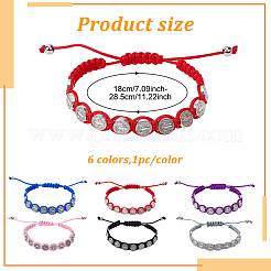 6шт 6 цвета медаль Святого Бенедикта сплав плетеный браслеты из бисера набор&nbsp;BJEW-AN0001-70
