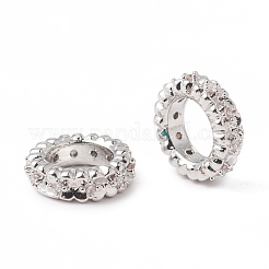 Экологически чистые стойки покрытие латунь микро паве кубический цирконий европейские бусины&nbsp;KK-F835-22P