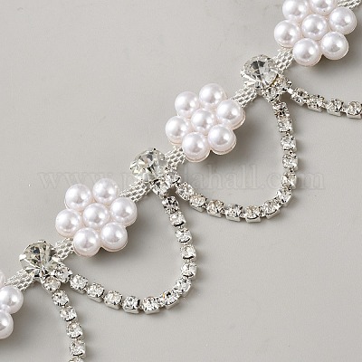 1 ярд звеньевой цепи из сплава с цветочным узором и стразами LCHA-GF0001-01A-1