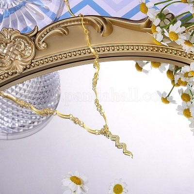 Ожерелья с подвеской из змеиной латуни с микропаве и кубическим цирконием NJEW-PH01396-1