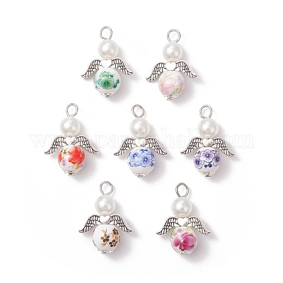 7 шт. подвески из фарфора и керамики с изображением ангела&nbsp;PALLOY-JF03359-03-S-1