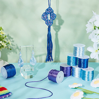 8 рулон нейлонового атласного шнура с плетением «ратейл» 8 стилей&nbsp;NWIR-BC0002-06B-1