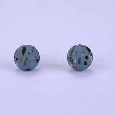 Круглые силиконовые бусины с принтом&nbsp;LS-SI-JX0056A-100-1