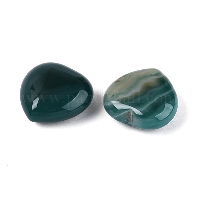 Натуральный зеленый полосатый агат (окрашенный и подвергнутый термической обработке) в форме сердца.&nbsp;G-N0325-11-08-1