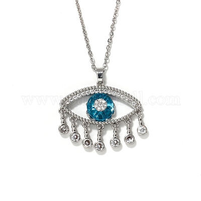 Симпатичные латунные ожерелья с подвеской из прозрачного кубического циркония SU9142-1-1