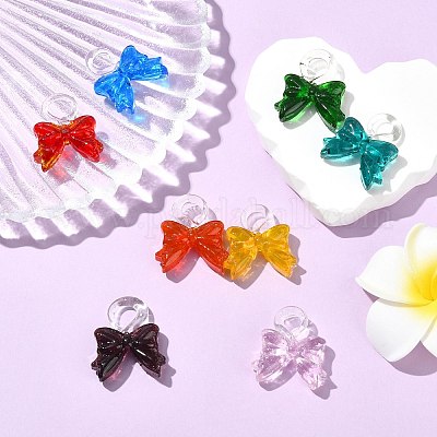 8шт 8 цвета прозрачные стеклянные подвески&nbsp;GLAA-CJ0002-83-1