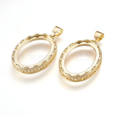 Латунные подвески кабошон с открытой спиной&nbsp;KK-K196-18G-1