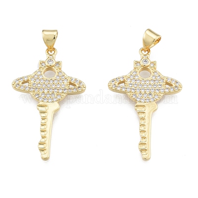 Латунные микропаве прозрачные подвески с фианитом KK-G431-21G-1