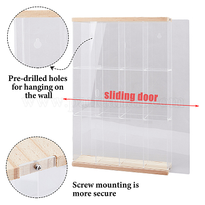 3-уровневый прозрачный акриловый органайзер для минифигурок с 4 сетками и деревом&nbsp;ODIS-WH0004-03B-1