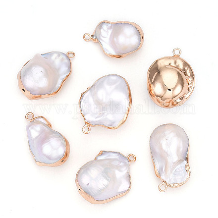 Подвески из натурального жемчуга кеши с гальваническим покрытием&nbsp;LS-PEAR-S019-05D-02-1