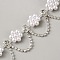 1 Yard Flower Alloy Rhinestone Link Chains, with Imitation Pearl, Unwelded, with Card Paper, Silver, 38x8mm
