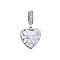 925 Sterling Silver European Dangle Charms, Love Dangle Photo Charm, with Enamel and Cubic Zirconia, Platinum, 21x12.32x2.2mm, Hole: 4.69mm
