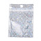 Glitter Holographic Star Plastic Packaging Yin-yang Zip Lock Bags, Top Self Seal Pouches, Rectangle, Silver, 10x7x0.01cm, Unilateral Thickness: 2.5 Mil(0.065mm)